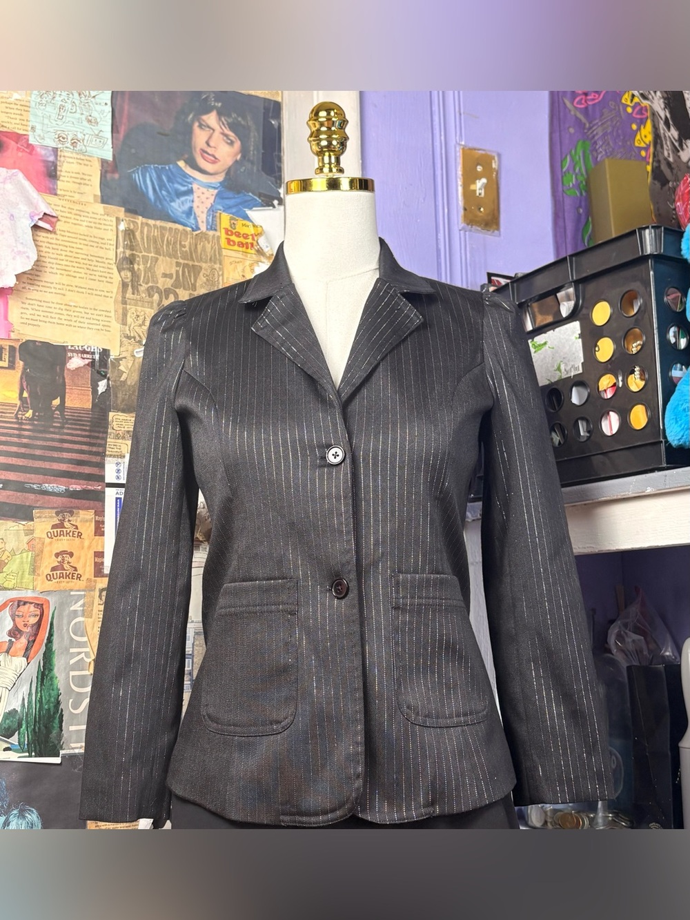 Y2K Guess Jeans Pinstripe Fitted Blazer